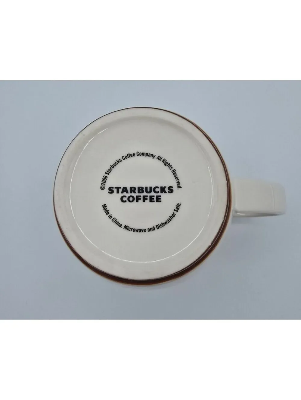 Vintage Starbucks 2006 Abbey Cream Brown Ceramic Coffee Mug